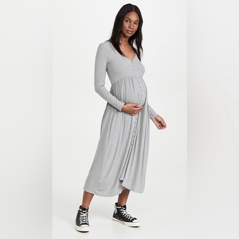 Hatch Gray Long-Sleeve Maternity Maxi Dress